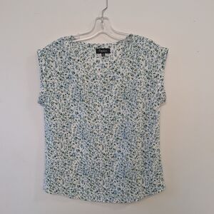 Women's Floral Print Top - Blue and Green